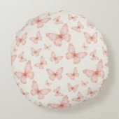 Hübsche rosa Schmetterlinge Rundes Kissen (Rückseite)