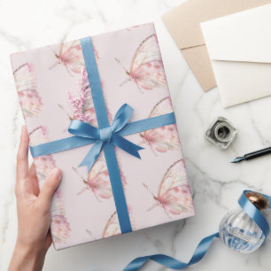 Hübsche Rosa Schmetterlinge zum Geburtstag Geschenkpapier