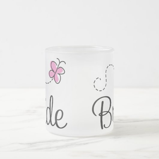 Hübsche rosa Schmetterlings-Hochzeits-Braut-Tasse Mattglastasse (Mittel)