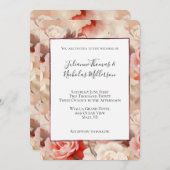 Hübsche Rosa Schwarz Creme Rose Blumenzehen Einladung (Vorne/Hinten)