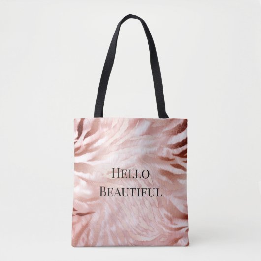 Hübsche Rosa Schwarze Rose Glam Zebra Tierdruck Tasche (Vorderseite)