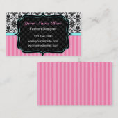Hübsche rosa, Schwarzweiss-Damast-Geschäfts-Karte Visitenkarte (Vorne/Hinten)