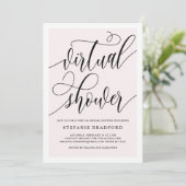 Hübsche rosa Script Virtual Showfunktion | BRAUTPA Einladung (Stehend Vorderseite)