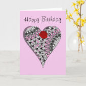 Hübsche rosa Spitzen Herzfrequenz Rote Rose Geburt Karte (Gelbe Blume)