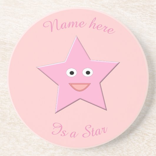 Hübsche Rosa-Star-Untersetzer Sandstein Untersetzer (Vorne)