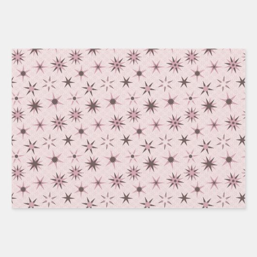 Hübsche rosa Sterne - Muster. Geschenkpapier Set (Vorderseite 2)