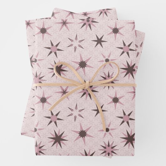 Hübsche rosa Sterne - Muster. Geschenkpapier Set (Beispiel)