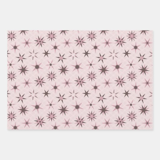 Hübsche rosa Sterne - Muster. Geschenkpapier Set (Vorderseite)
