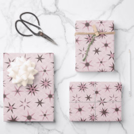 Hübsche rosa Sterne - Muster. Geschenkpapier Set
