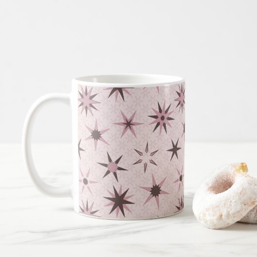 Hübsche rosa Sterne - Muster. Kaffeetasse (Mit Donut)