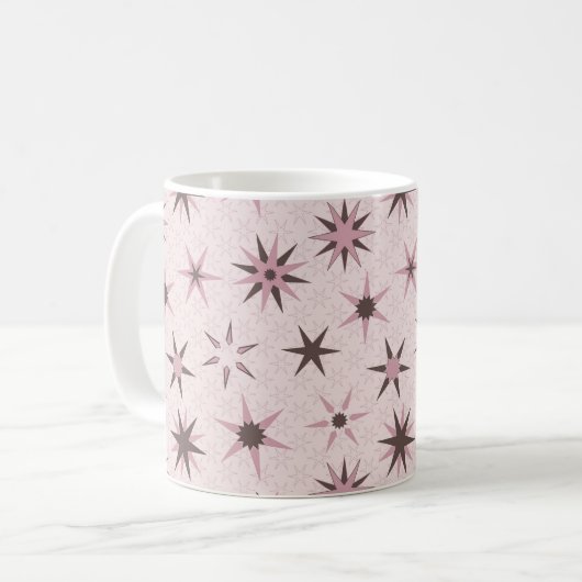 Hübsche rosa Sterne - Muster. Kaffeetasse (Vorderseite Links)