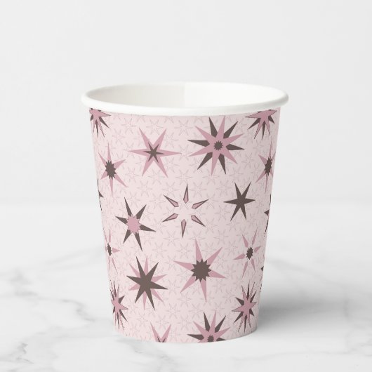 Hübsche rosa Sterne - Muster. Pappbecher (Links)