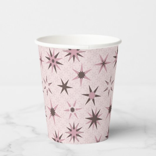 Hübsche rosa Sterne - Muster. Pappbecher (Rechts)