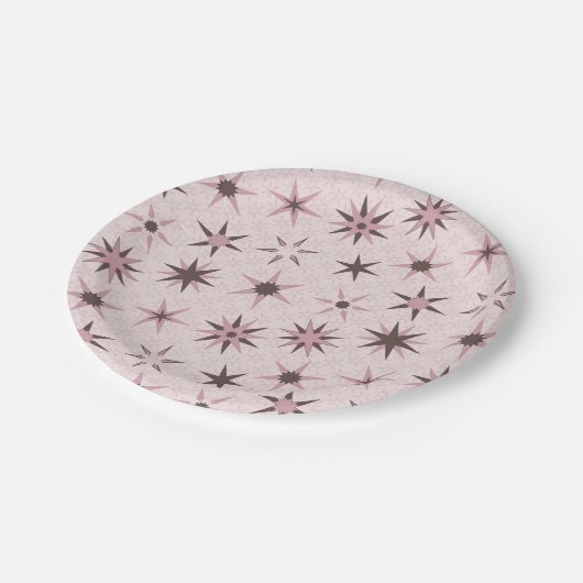 Hübsche rosa Sterne - Muster. Pappteller (Schrägansicht)
