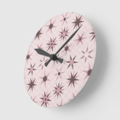 Hübsche rosa Sterne - Muster. Runde Wanduhr (Winkel)