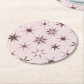 Hübsche rosa Sterne - Muster. Runder Pappuntersetzer (Angewinkelt)