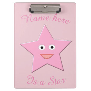 Hübsche rosa-sternförmige Zwischenablage Klemmbrett
