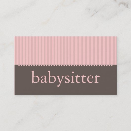 Hübsche rosa Streifen Babysitter-Visitenkarte Visitenkarte (Vorderseite)