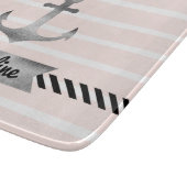 Hübsche rosa Streifen Wasserfarben Ankerpunkt Schneidebrett (Ecke)