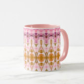 Hübsche, rosa Tasse mit Pflaume und Gold (VorderseiteRechts)