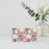 Hübsche Rosa Tiger Blumenbemalung Visitenkarte (Stehend Vorderseite)