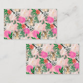 Hübsche Rosa Tiger Blumenbemalung Visitenkarte (Vorne/Hinten)