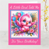 Hübsche Rosa Tropenvogelkarte Karte (Gelbe Blume)