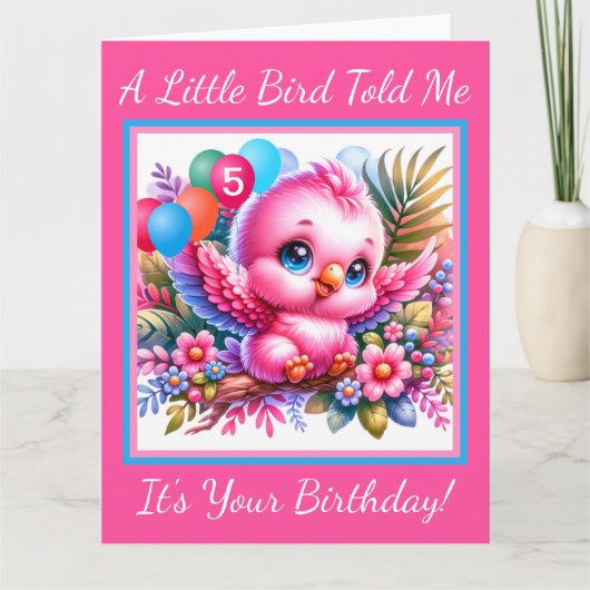 Hübsche Rosa Tropenvogelkarte Karte (Vorderseite)