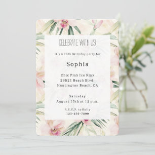 Hübsche rosa tropische Orchideen Blume Geburtstag Einladung