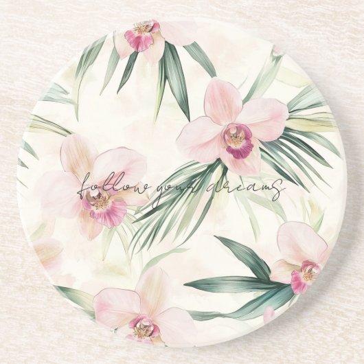 Hübsche rosa tropische Orchideen-Blume Getränkeuntersetzer (Vorne)