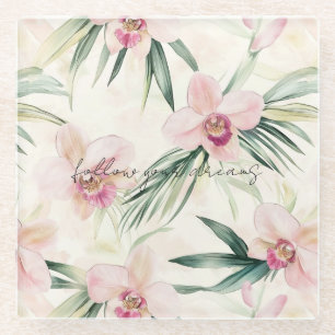 Hübsche rosa tropische Orchideen-Blume Glasuntersetzer