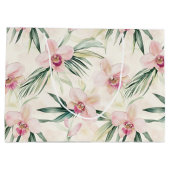 Hübsche Rosa Tropische Orchideen-Blume Hochzeit Große Geschenktüte (Rückseite)