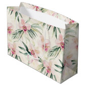 Hübsche Rosa Tropische Orchideen-Blume Hochzeit Große Geschenktüte (Rückseite Schrägansicht)