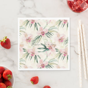 Hübsche Rosa Tropische Orchideen-Blume Hochzeit Serviette