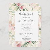 Hübsche Rosa Tropische Orchideen Blume Kinderdusch Einladung (Vorne/Hinten)