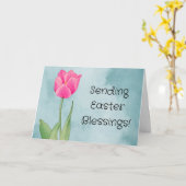 Hübsche Rosa Tulip Blume Art Ostercard Karte (Gelbe Blume)