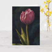 Hübsche Rosa Tulip Blume Dramatisierte Kunst Karte (Gelbe Blume)