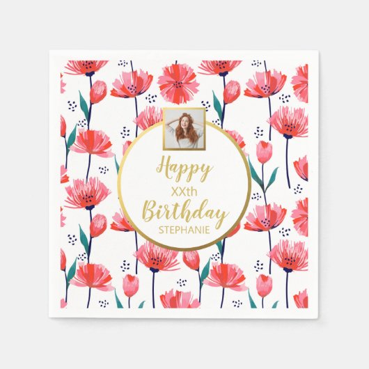 Hübsche rosa Tulips, benutzerdefinierter Foto-Text Serviette (Vorderseite)