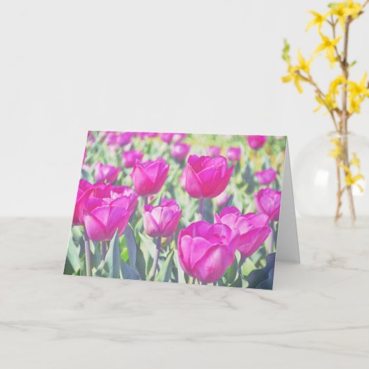 Hübsche Rosa Tulips Blume Art Note Card Karte (Gelbe Blume)