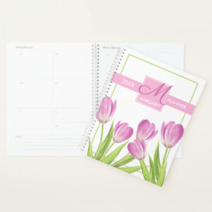 Hübsche Rosa Tulips Frühjahr Elegante Blumenmono Planer