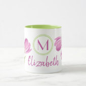 Hübsche Rosa Tulips Frühjahr Elegante Blumenmonogr Tasse (Zentrum)