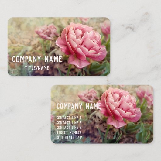 hübsche Rosa Tulpen Blumengarten Gewohnheit Visitenkarte (Vorne/Hinten)