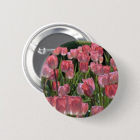 Hübsche rosa Tulpenbrosche Button (Vorne & Hinten)