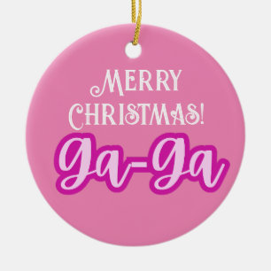 Hübsche rosa Typografie Frohe Weihnachten Ga-Ga Keramik Ornament