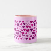 Hübsche rosa u. lila Cartoonherz-Tasse Zweifarbige Tasse (Mittel)