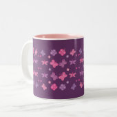 Hübsche rosa u. lila Tasse mit (Vorderseite Links)