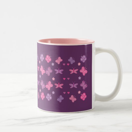 Hübsche rosa u. lila Tasse mit (Rechts)