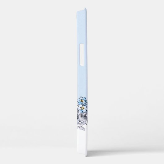 Hübsche Rosa und Blau Blumen & Streifen mit Name Case-Mate iPhone Hülle (Rückseite / Rechts)