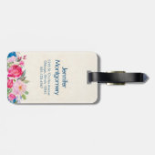 Hübsche, rosa und blaue Blume Gepäckanhänger (Rückseite horizontal)