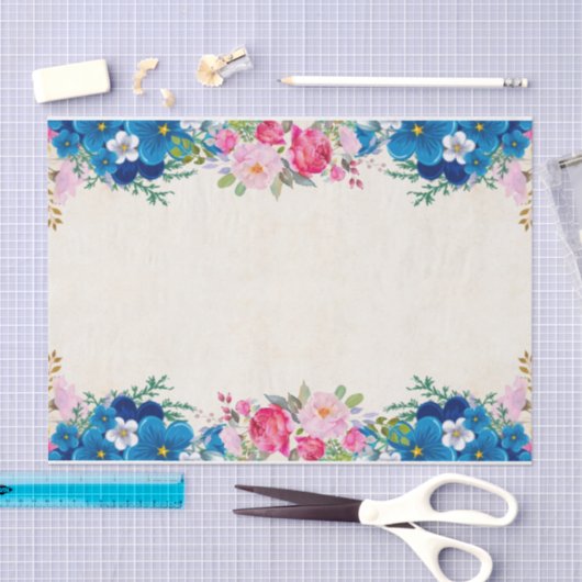 Hübsche, rosa und blaue Blume Seidenpapier (Handwerk)